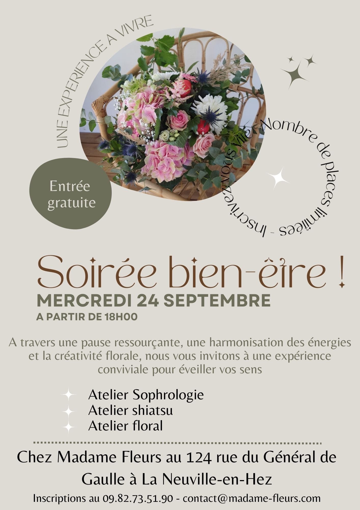 flyer soiree bien etre lnh bien-être, détente, apaisement, stress, anxiété, sommeil